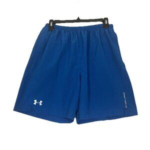 Under Armour Running Swim Shorts Athletic Heat Gear Blue Drawstring Casual